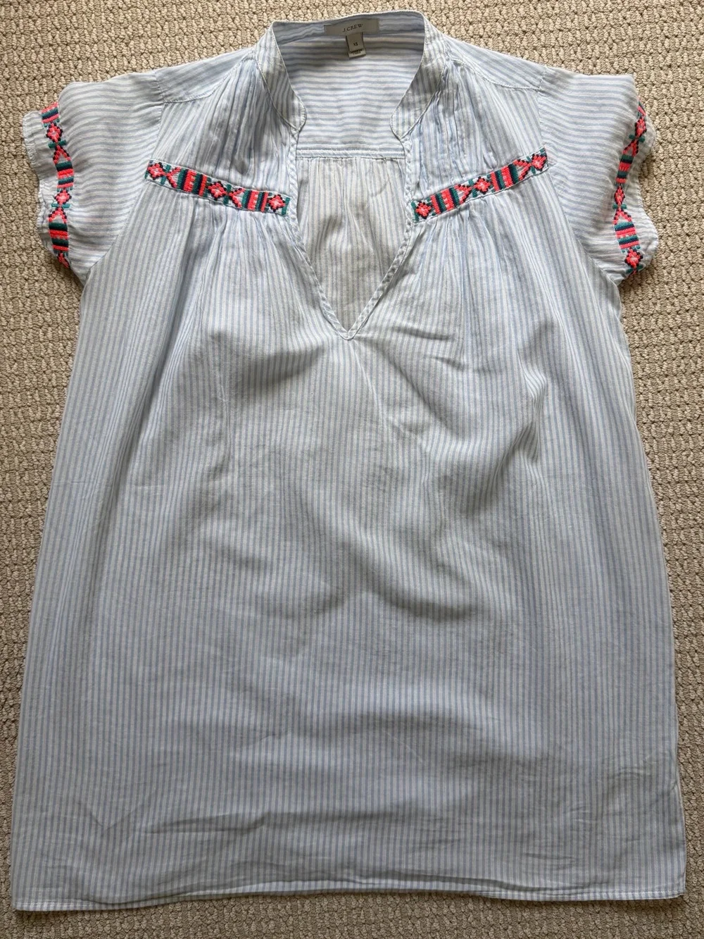 J. Crew striped neck embroidered